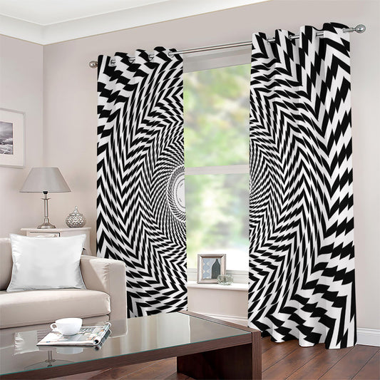 Spiral Illusory Motion Print Extra Wide Grommet Curtains