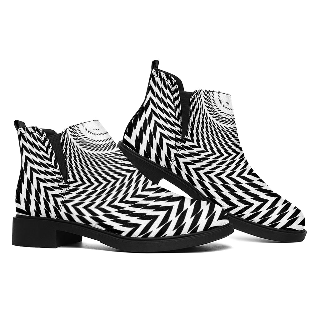 Spiral Illusory Motion Print Flat Ankle Boots