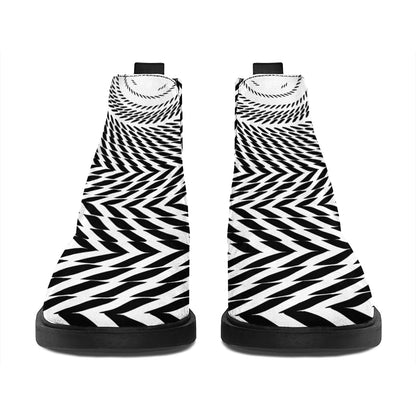 Spiral Illusory Motion Print Flat Ankle Boots