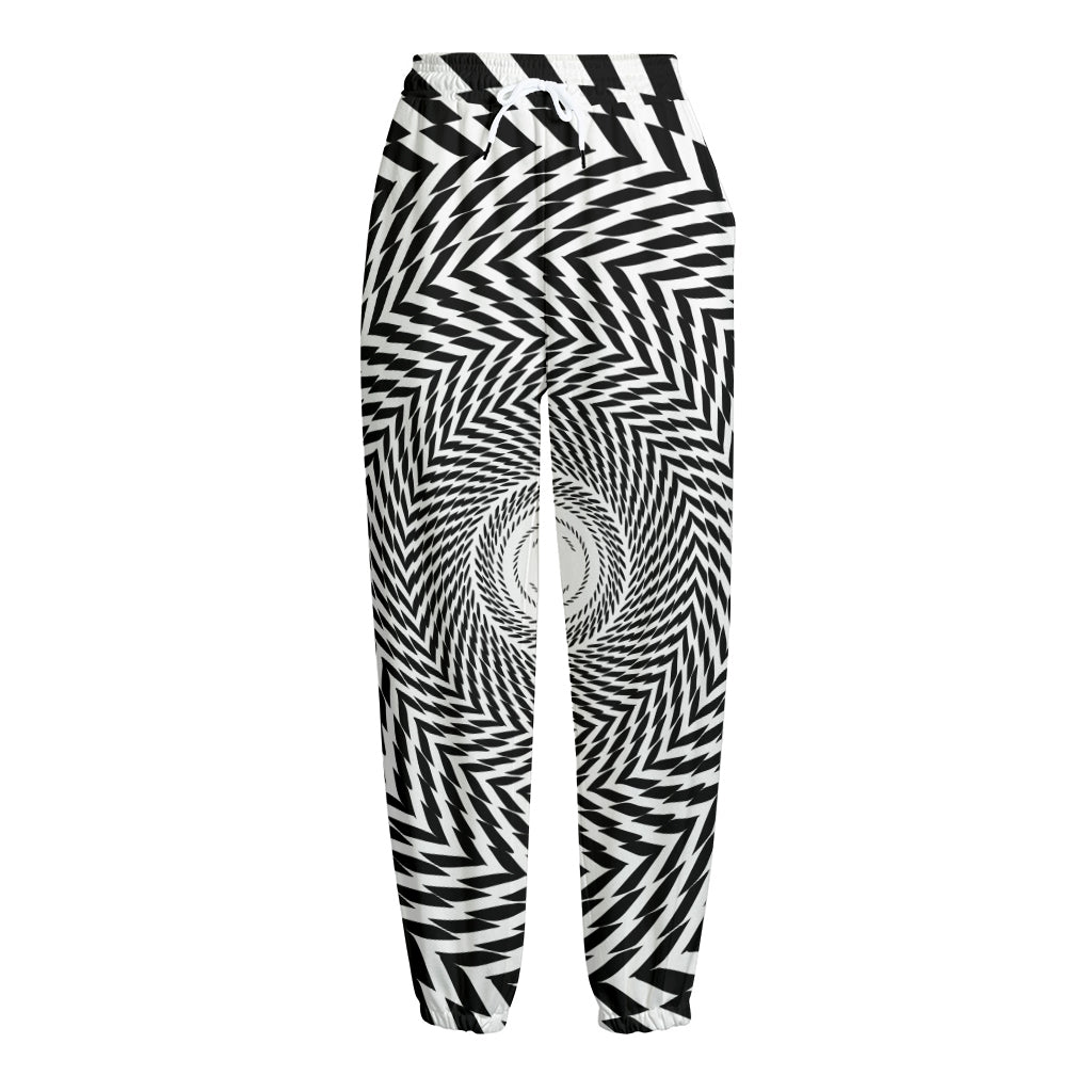Spiral Illusory Motion Print Fleece Lined Knit Pants