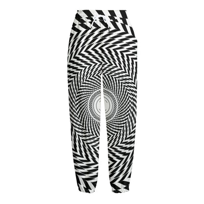 Spiral Illusory Motion Print Fleece Lined Knit Pants