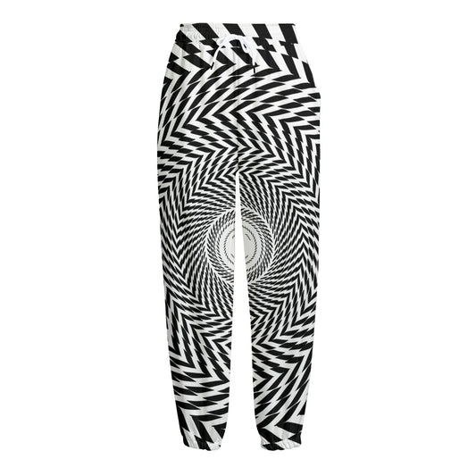 Spiral Illusory Motion Print Fleece Lined Knit Pants