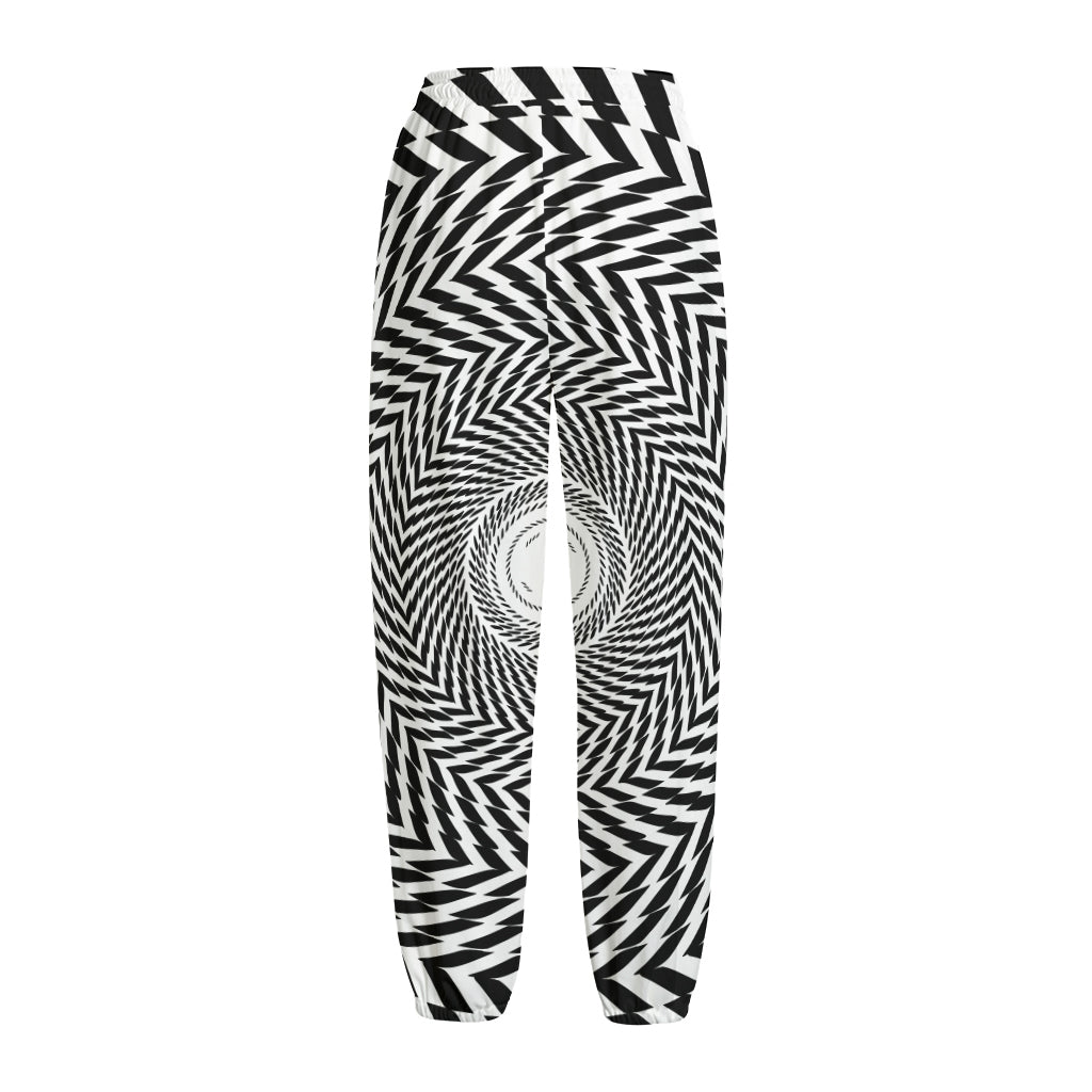 Spiral Illusory Motion Print Fleece Lined Knit Pants