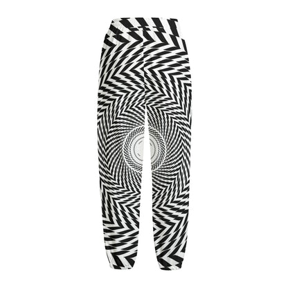 Spiral Illusory Motion Print Fleece Lined Knit Pants