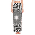 Spiral Illusory Motion Print High Slit Maxi Skirt