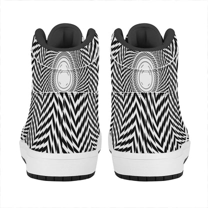 Spiral Illusory Motion Print High Top Leather Sneakers