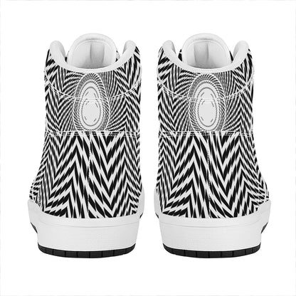 Spiral Illusory Motion Print High Top Leather Sneakers