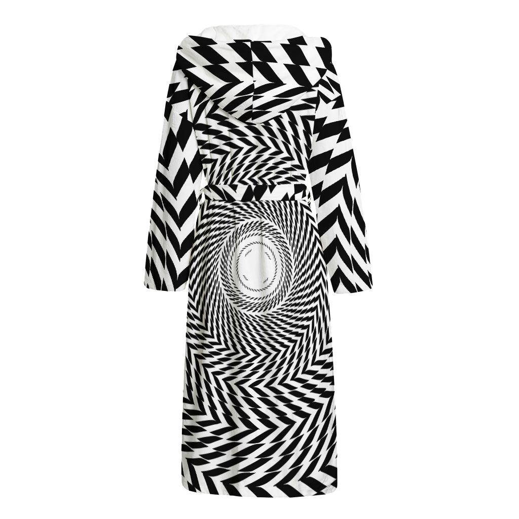 Spiral Illusory Motion Print Hooded Bathrobe