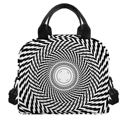 Spiral Illusory Motion Print Insulated Lunch Bag