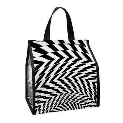 Spiral Illusory Motion Print Insulated Lunch Tote
