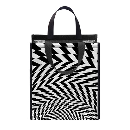 Spiral Illusory Motion Print Insulated Lunch Tote