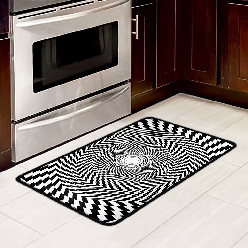 Spiral Illusory Motion Print Kitchen Mat