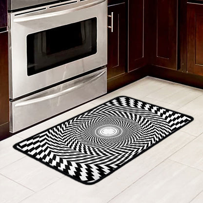 Spiral Illusory Motion Print Kitchen Mat