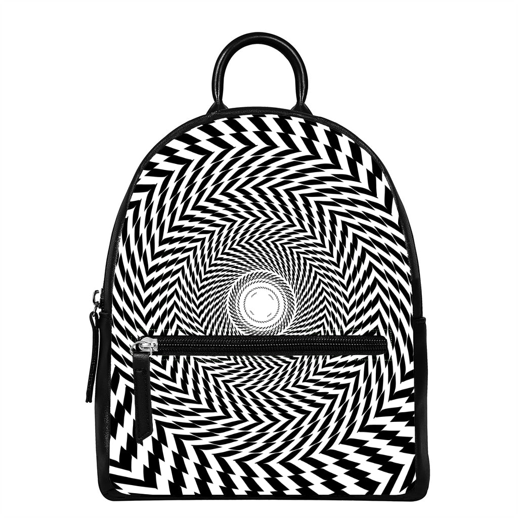 Spiral Illusory Motion Print Leather Backpack