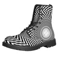Spiral Illusory Motion Print Lace-Up Boots