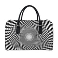 Spiral Illusory Motion Print Leather Duffel Bag