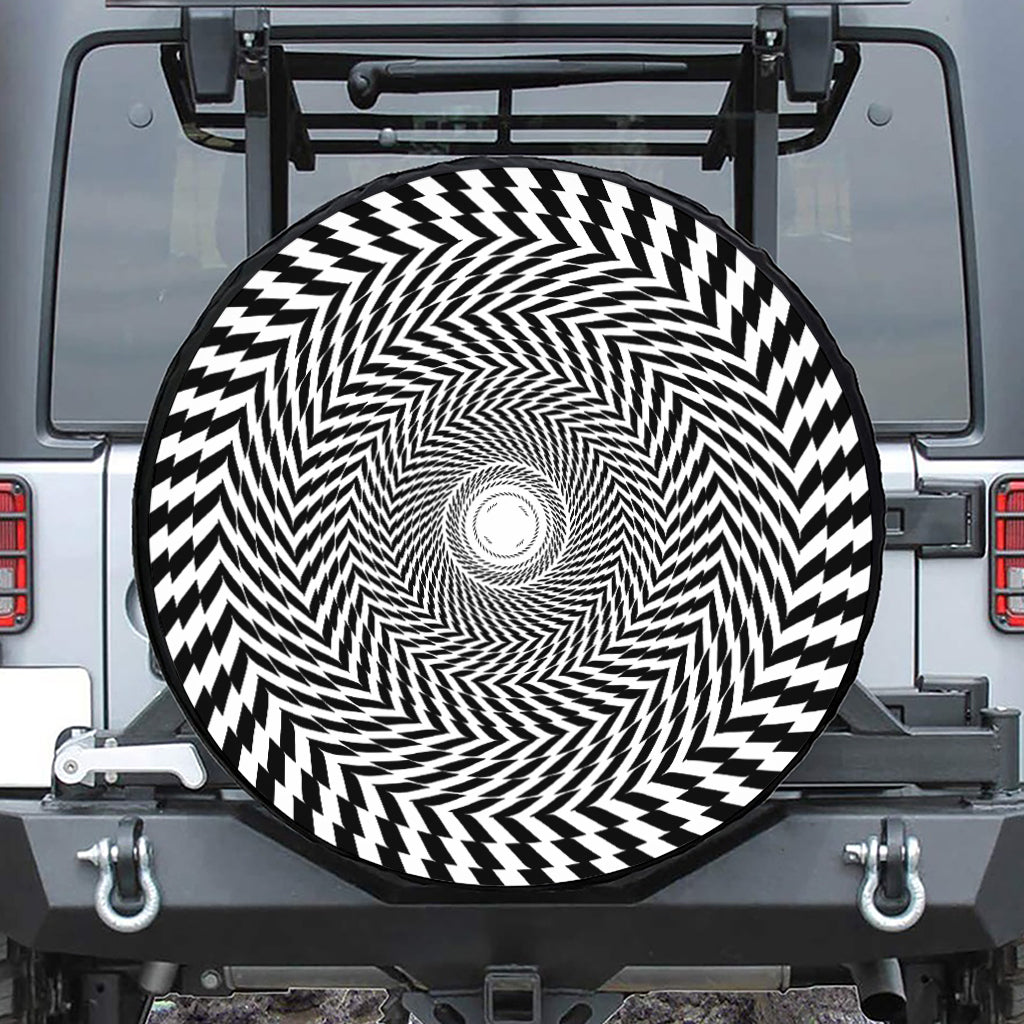 Spiral Illusory Motion Print Leather Spare Tire Cover