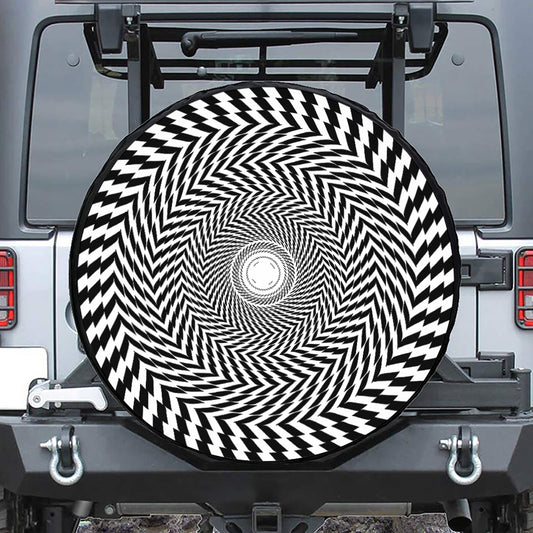 Spiral Illusory Motion Print Leather Spare Tire Cover