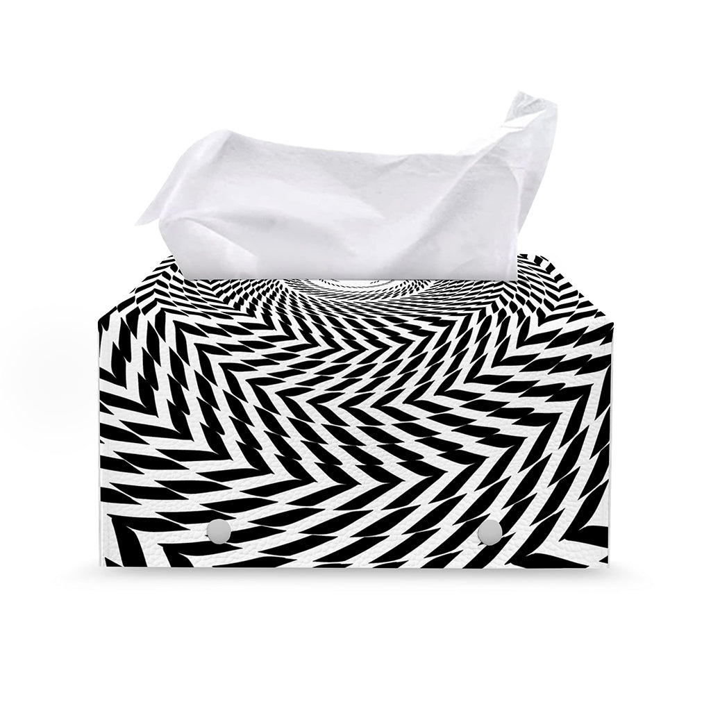 Spiral Illusory Motion Print Leather Tissue Box Cover