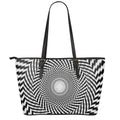 Spiral Illusory Motion Print Leather Tote Bag With Zipper