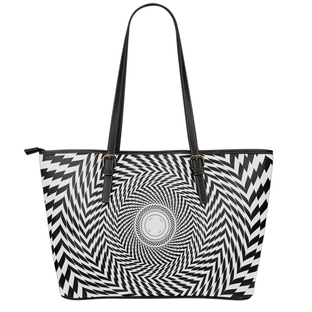 Spiral Illusory Motion Print Leather Tote Bag