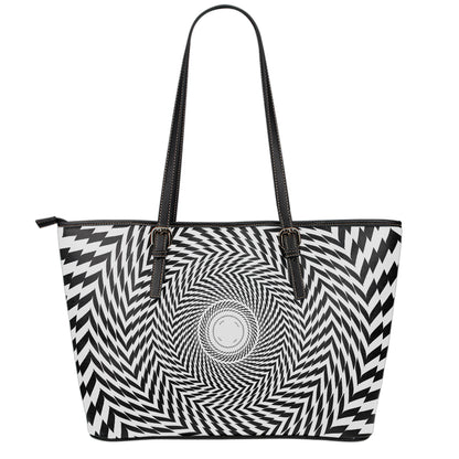 Spiral Illusory Motion Print Leather Tote Bag