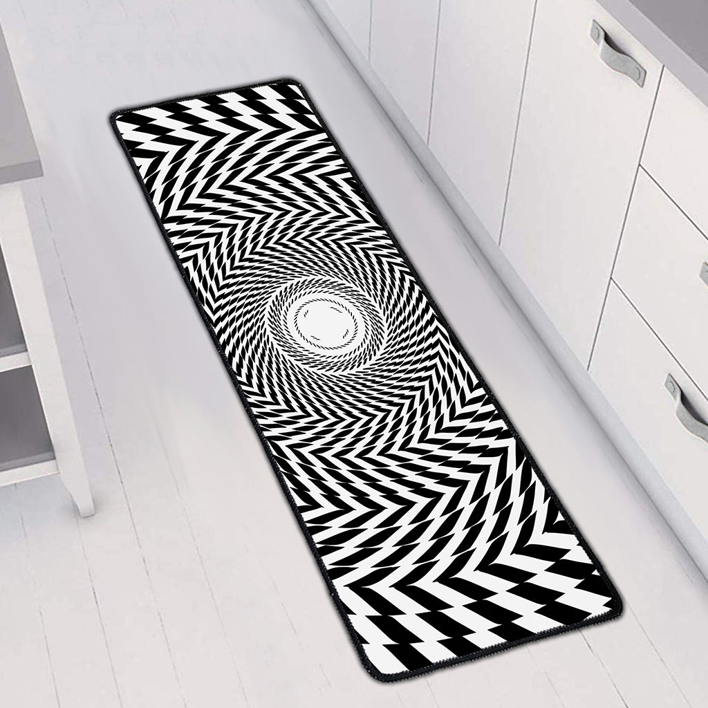 Spiral Illusory Motion Print Long Kitchen Mat