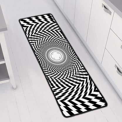 Spiral Illusory Motion Print Long Kitchen Mat