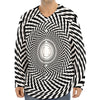 Spiral Illusory Motion Print Long Sleeve Baseball Jersey