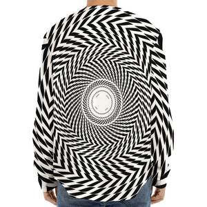 Spiral Illusory Motion Print Long Sleeve Baseball Jersey