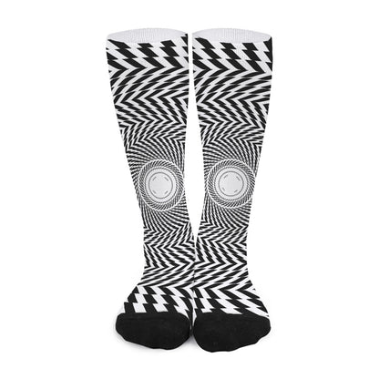 Spiral Illusory Motion Print Long Socks