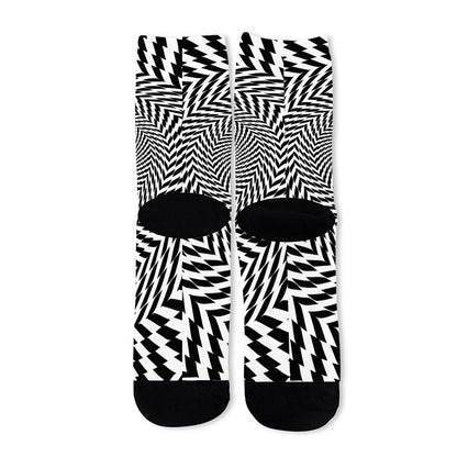 Spiral Illusory Motion Print Long Socks