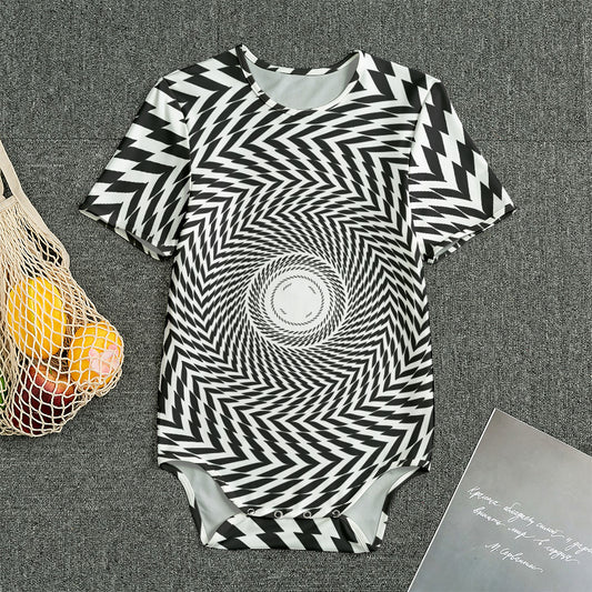 Spiral Illusory Motion Print Men's Bodysuit