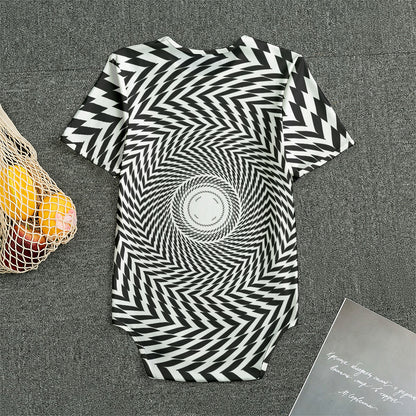 Spiral Illusory Motion Print Men's Bodysuit