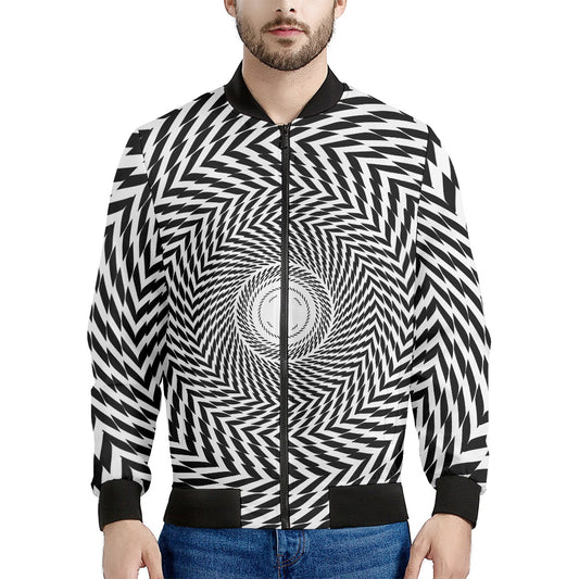Spiral Illusory Motion Print Men's Bomber Jacket