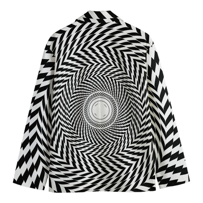 Spiral Illusory Motion Print Men's Cotton Blazer