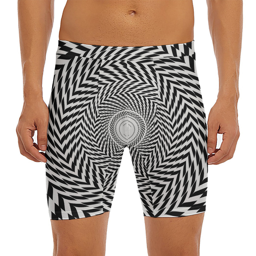Spiral Illusory Motion Print Men's Long Boxer Briefs