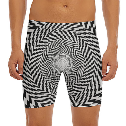 Spiral Illusory Motion Print Men's Long Boxer Briefs