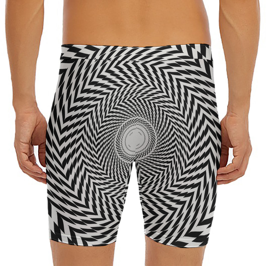 Spiral Illusory Motion Print Men's Long Boxer Briefs