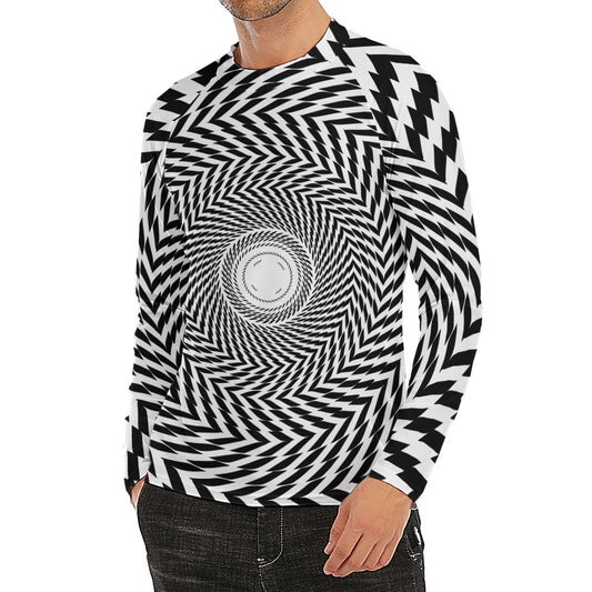 Spiral Illusory Motion Print Men's Long Sleeve Rash Guard