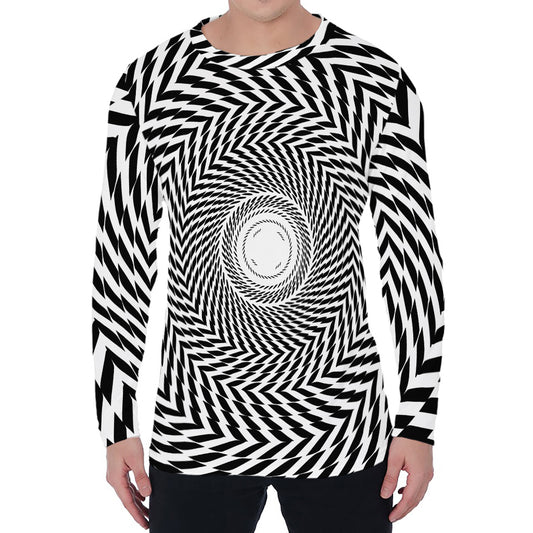 Spiral Illusory Motion Print Men's Long Sleeve T-Shirt