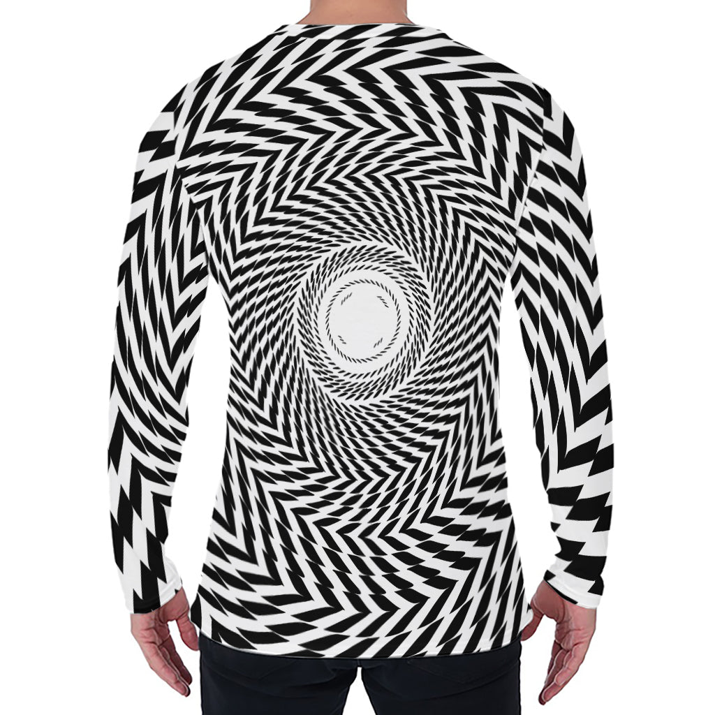Spiral Illusory Motion Print Men's Long Sleeve T-Shirt