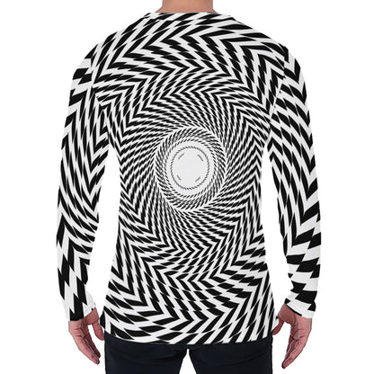 Spiral Illusory Motion Print Men's Long Sleeve T-Shirt