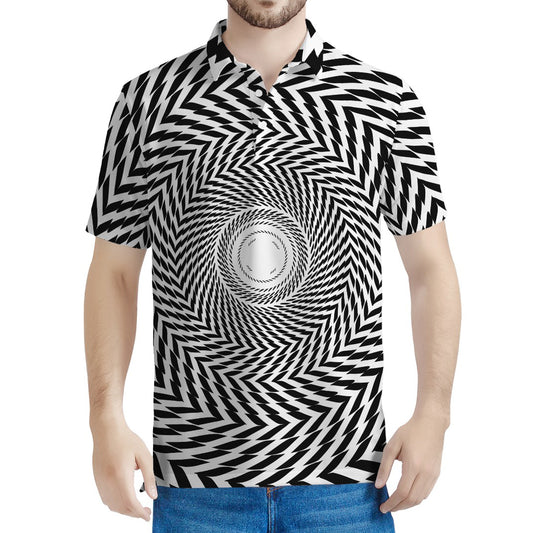 Spiral Illusory Motion Print Men's Polo Shirt