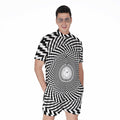 Spiral Illusory Motion Print Men's Romper