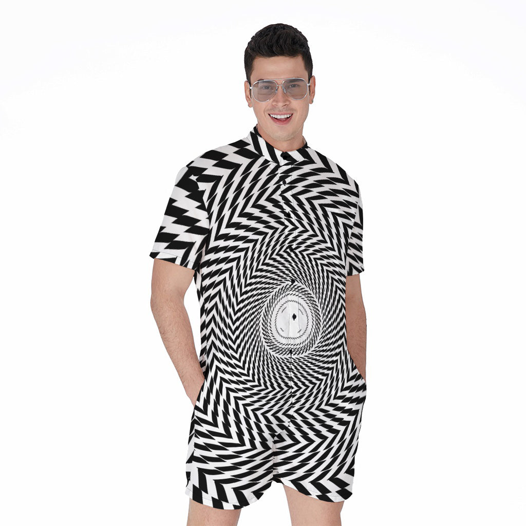 Spiral Illusory Motion Print Men's Rompers