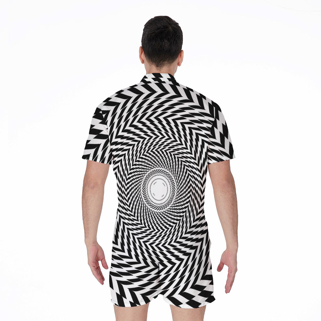 Spiral Illusory Motion Print Men's Rompers
