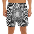 Spiral Illusory Motion Print Men's Split Running Shorts