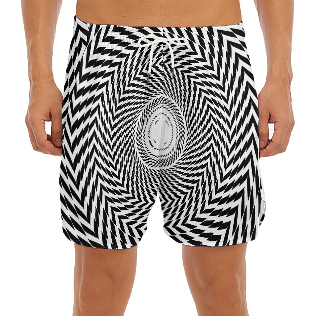 Spiral Illusory Motion Print Men's Split Running Shorts