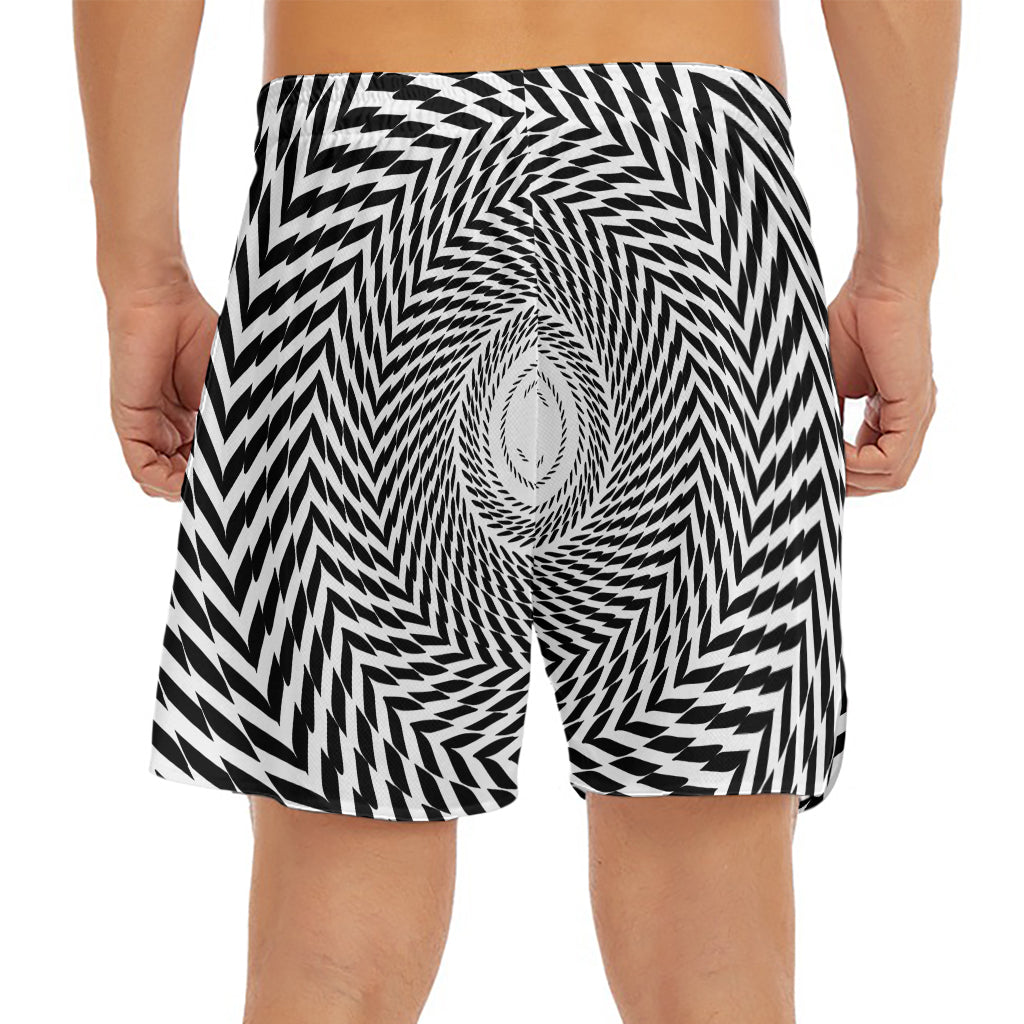 Spiral Illusory Motion Print Men's Split Running Shorts